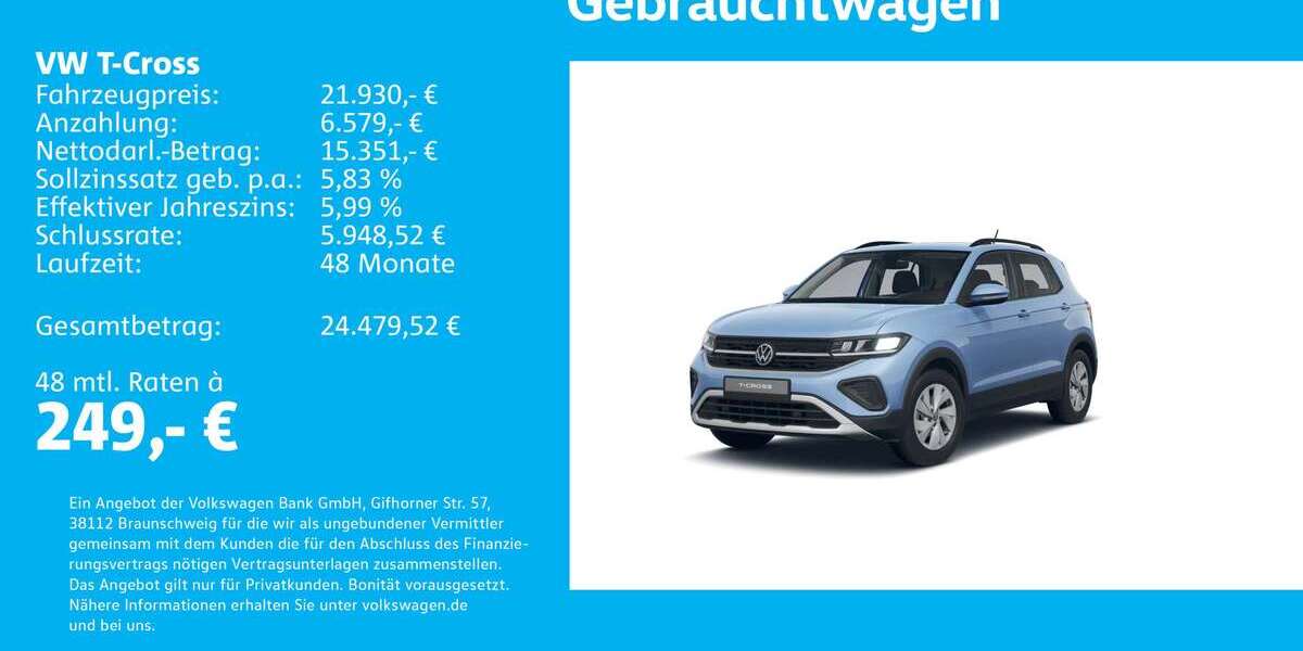 VW T-Cross 5.185 km 21.930 &euro; Stuttgart 70469