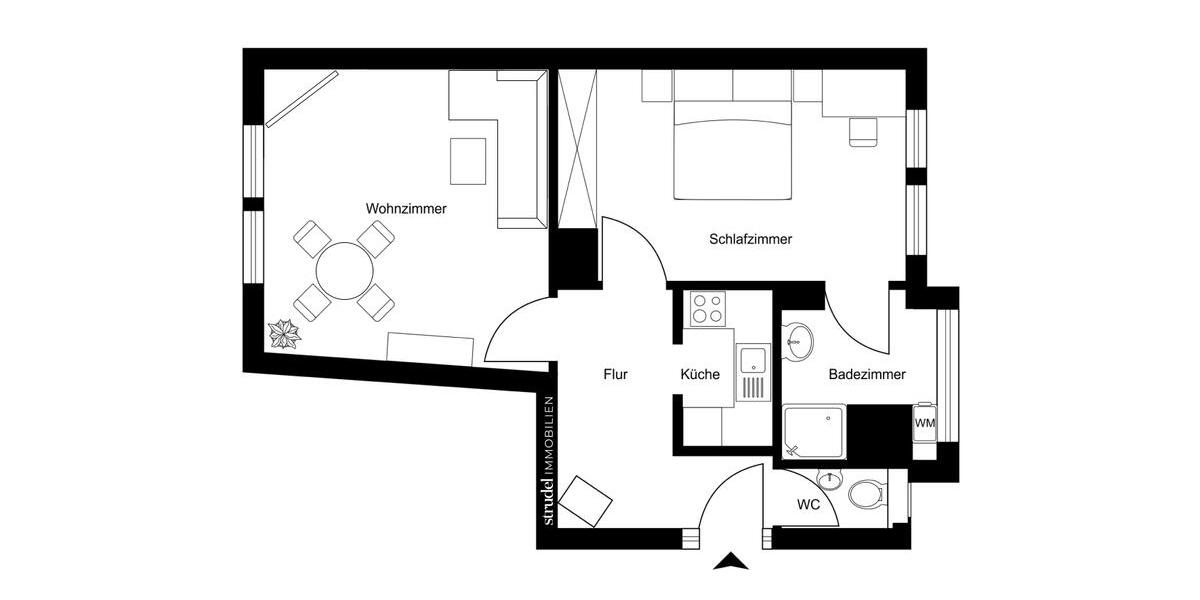Etagenwohnung Stuttgart Stuttgart-Süd - 2 Zimmer, 46 m&sup2;, 1.100&euro; | Angebot:25454854