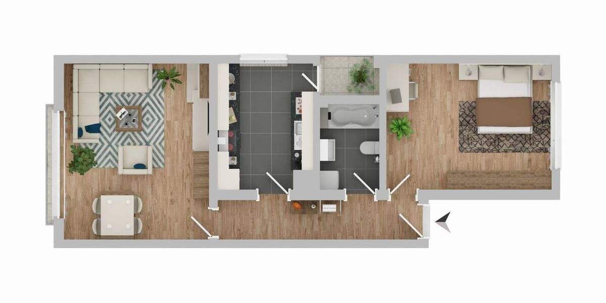 Etagenwohnung Stuttgart West - 2 Zimmer, 60 m&sup2;, 265.000&euro; | Angebot:25685488