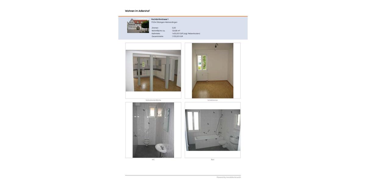Etagenwohnung Ditzingen - 5 Zimmer, 124 m&sup2;, 1.450&euro; | Angebot:25648731