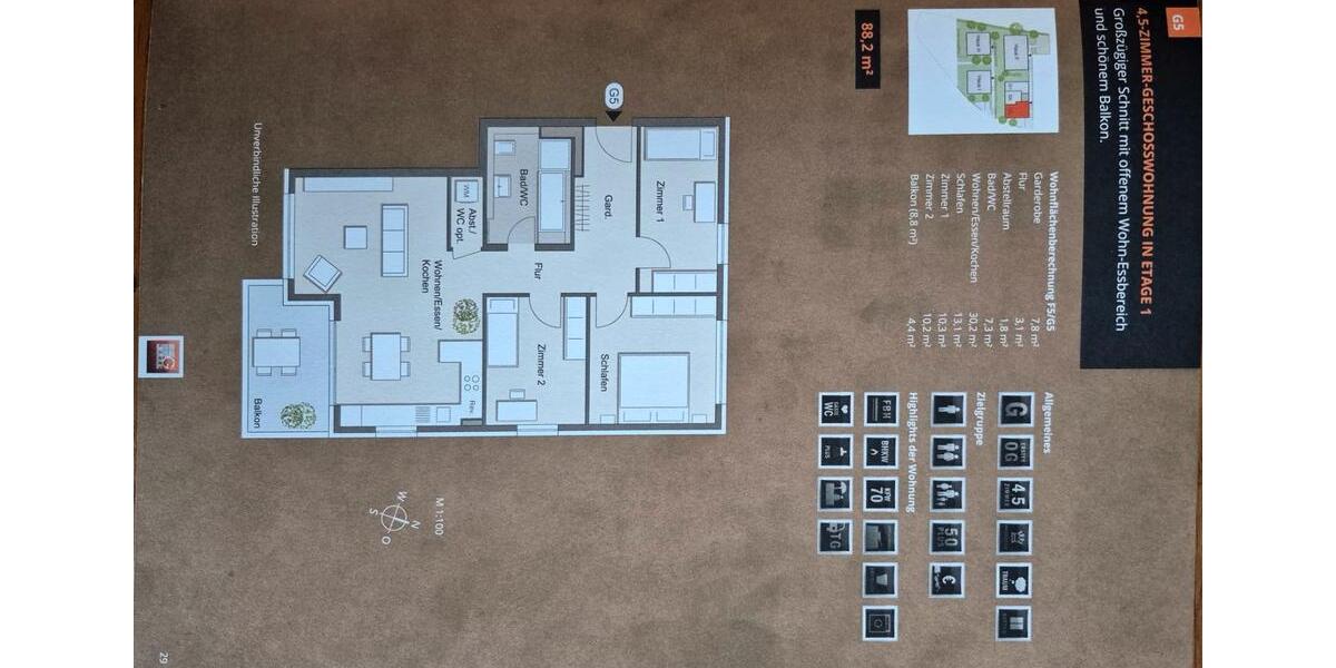 Etagenwohnung Backnang - 4.5 Zimmer, 88 m&sup2;, 450.000&euro; | Angebot:24858350