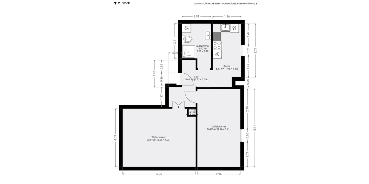 Etagenwohnung Stuttgart Hedelfingen - 2 Zimmer, 55 m&sup2;, 1.000&euro; | Angebot:25862063