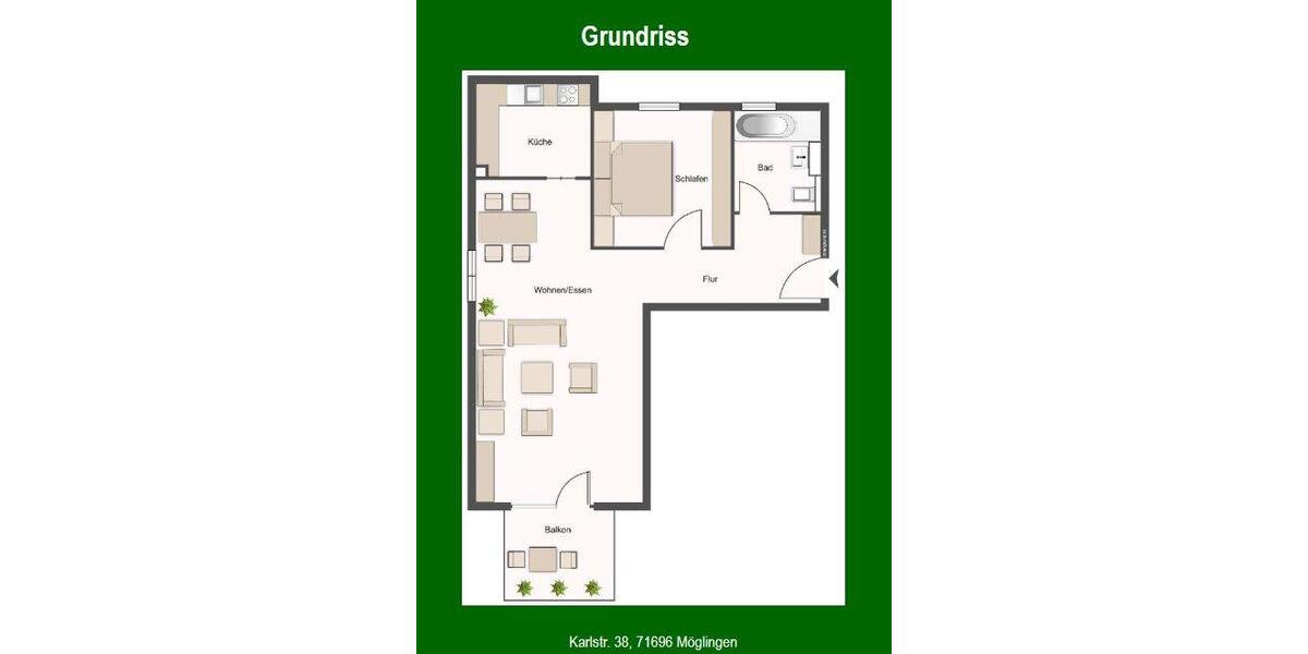 Etagenwohnung Möglingen - 2.5 Zimmer, 66 m&sup2;, 850&euro; | Angebot:27571548