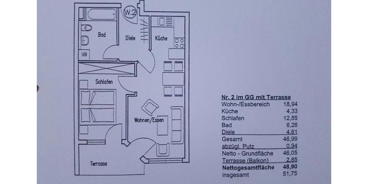 Erdgeschoßwohnung Stuttgart Feuerbach - 2 Zimmer, 49 m&sup2;, 255.000&euro; | Angebot:26987298