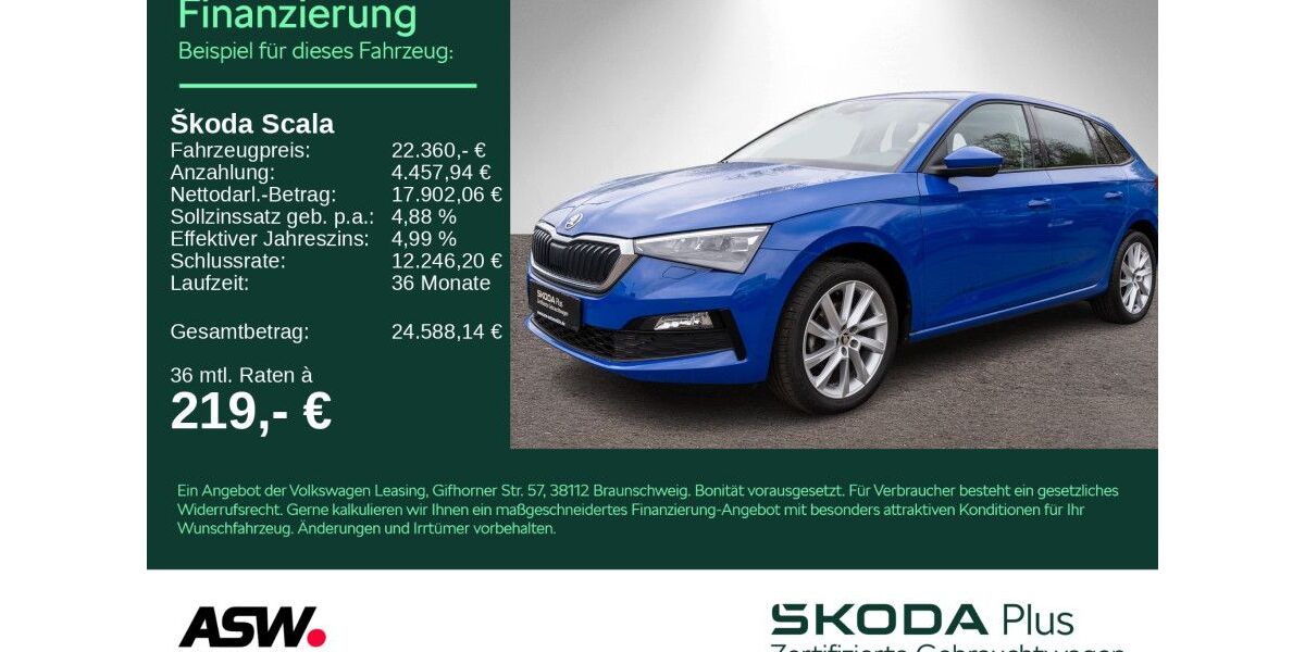 Skoda Scala 35.300 km 22.360 &euro; Heilbronn 74076