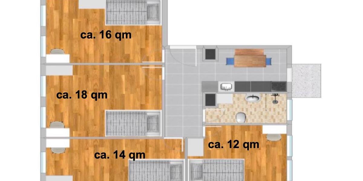 Etagenwohnung Stuttgart Bad Cannstatt - 4 Zimmer, 78 m&sup2;, 1.800&euro; | Angebot:25735725
