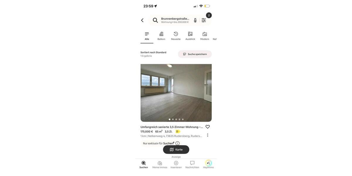 Etagenwohnung Rudersberg - 2 Zimmer, 65 m&sup2;, 175.000&euro; | Angebot:26339701
