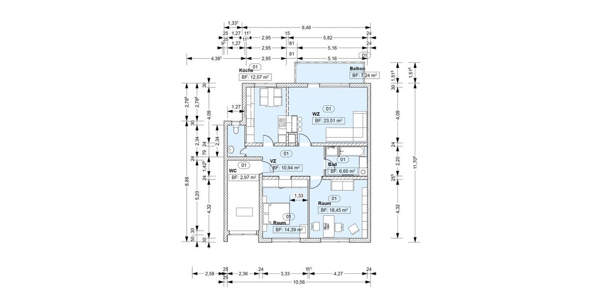 Etagenwohnung Stuttgart Lehen - 3 Zimmer, 91 m&sup2;, 1.550&euro; | Angebot:27580490