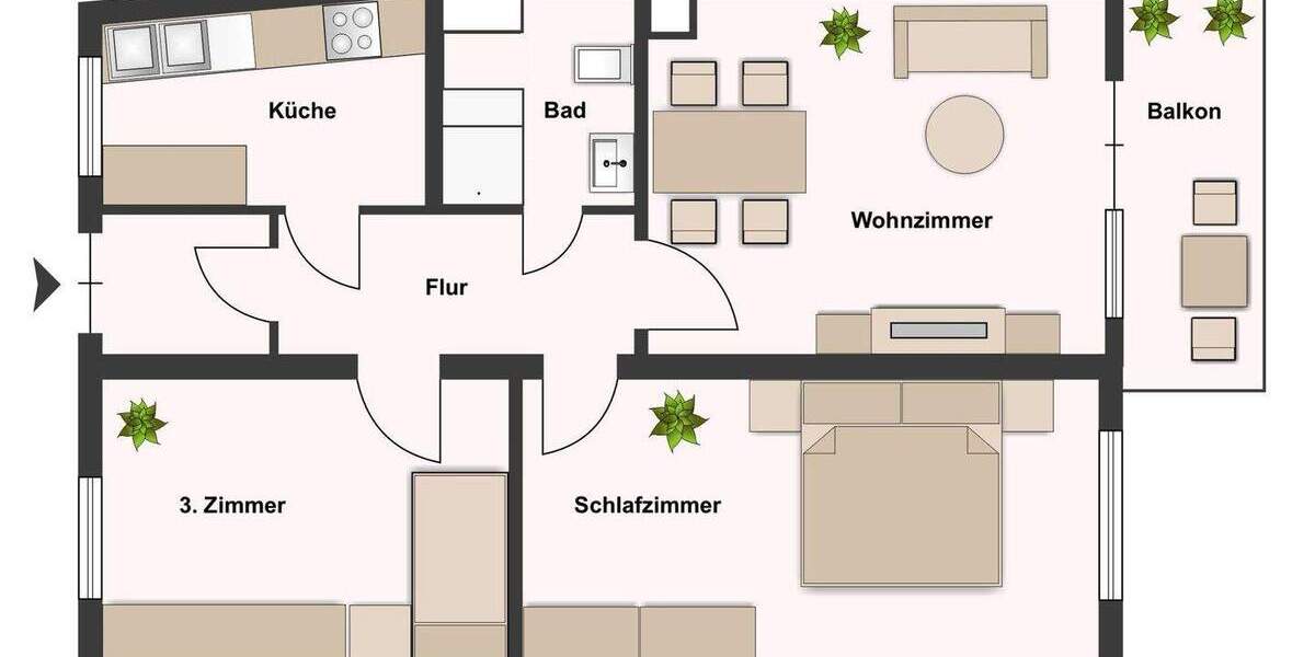 Etagenwohnung Waiblingen - 3 Zimmer, 57 m&sup2;, 219.000&euro; | Angebot:25744275