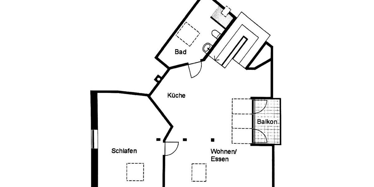 Dachgeschoßwohnung Stuttgart Luginsland - 2 Zimmer, 55 m&sup2;, 1.150&euro; | Angebot:27549061