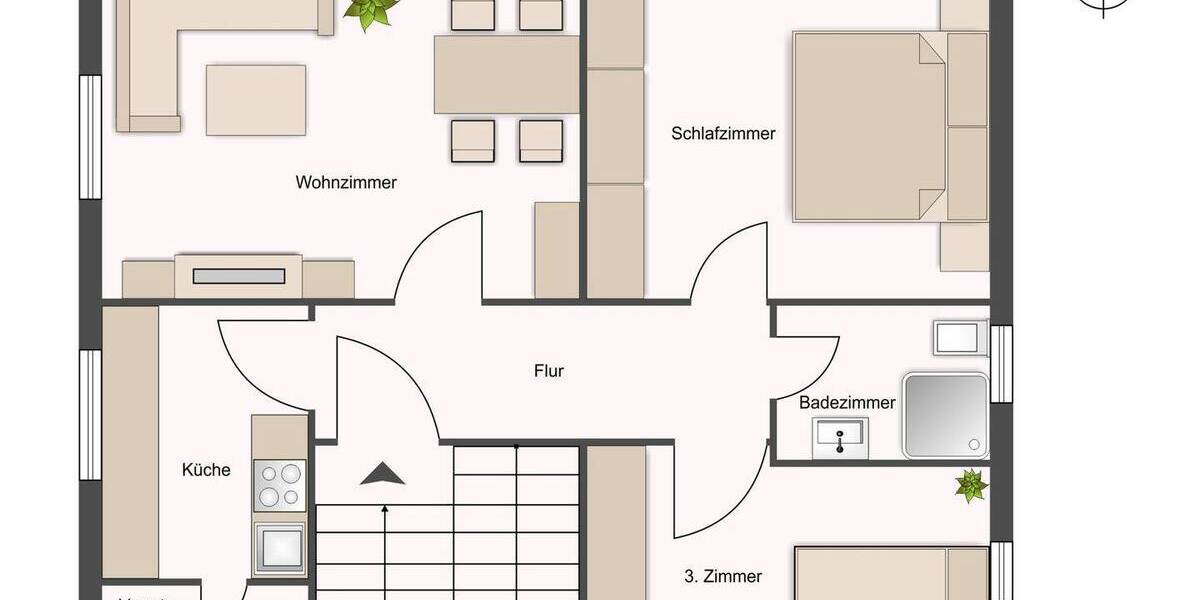 Etagenwohnung Fellbach Schmiden - 3 Zimmer, 65 m&sup2;, 880&euro; | Angebot:25997793
