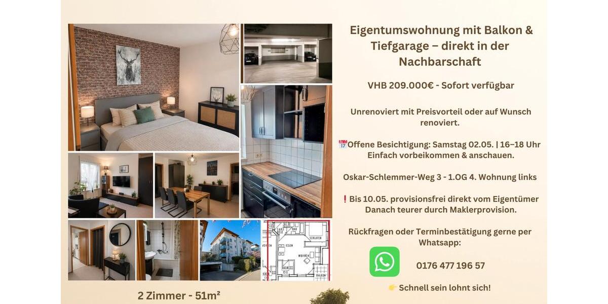 Etagenwohnung Plochingen - 2 Zimmer, 51 m&sup2;, 209.000&euro; | Angebot:26287984