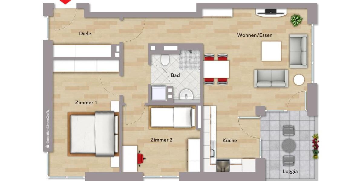 Erdgeschoßwohnung Leonberg - 3 Zimmer, 80 m&sup2;, 1.473&euro; | Angebot:23643268