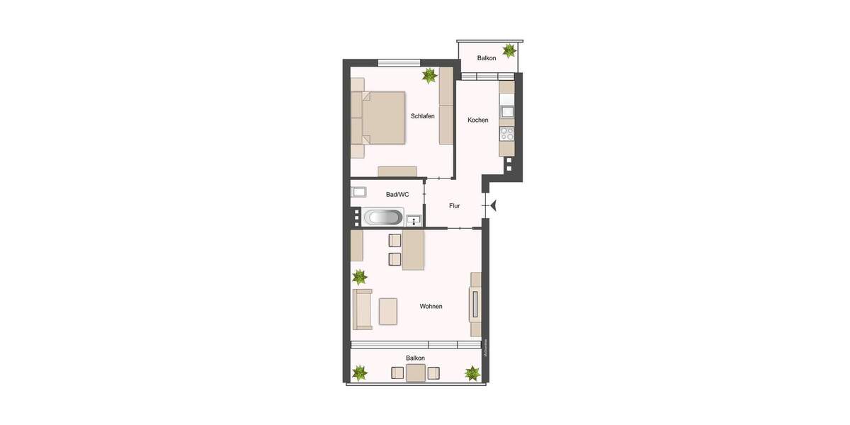 Etagenwohnung Stuttgart / Möhringen Möhringen - 2 Zimmer, 51 m&sup2;, 245.000&euro; | Angebot:25746131