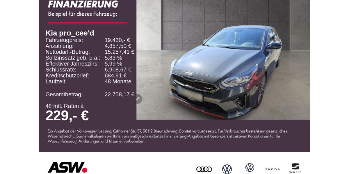 Kia pro ceed / ProCeed 99.200 km 19.430 &euro; Weinsberg 74189