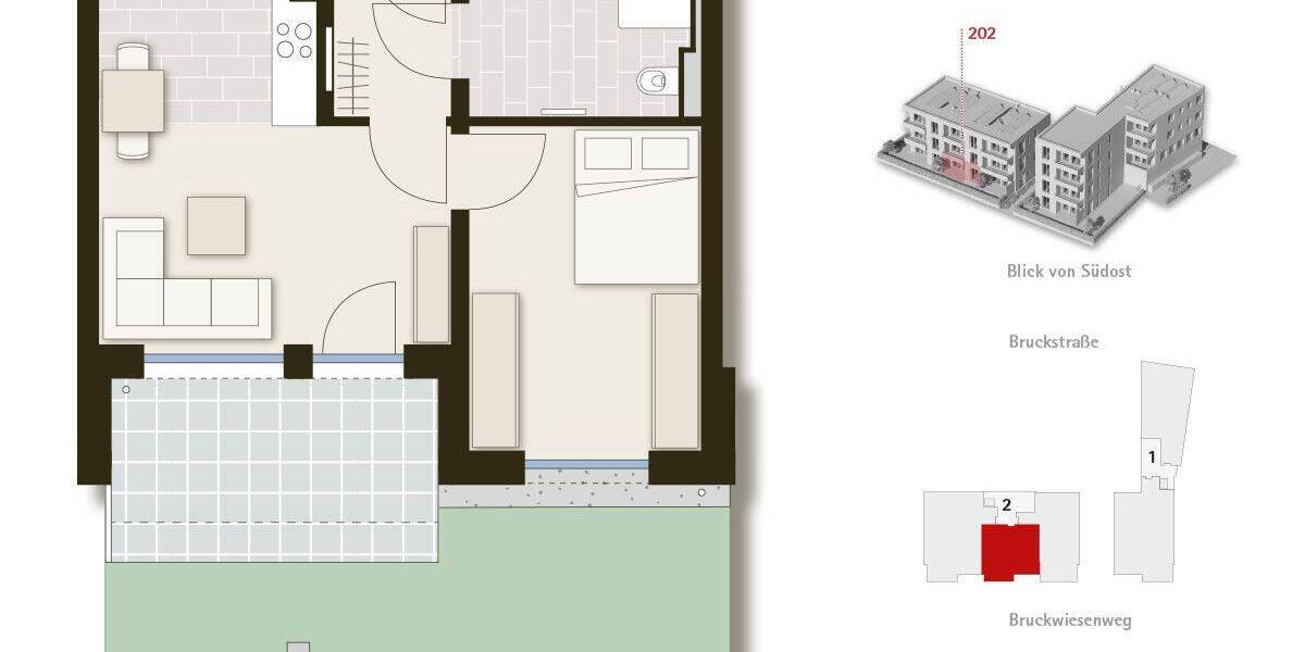 Etagenwohnung Fellbach - 2 Zimmer, 46 m&sup2;, 299.000&euro; | Angebot:25708942
