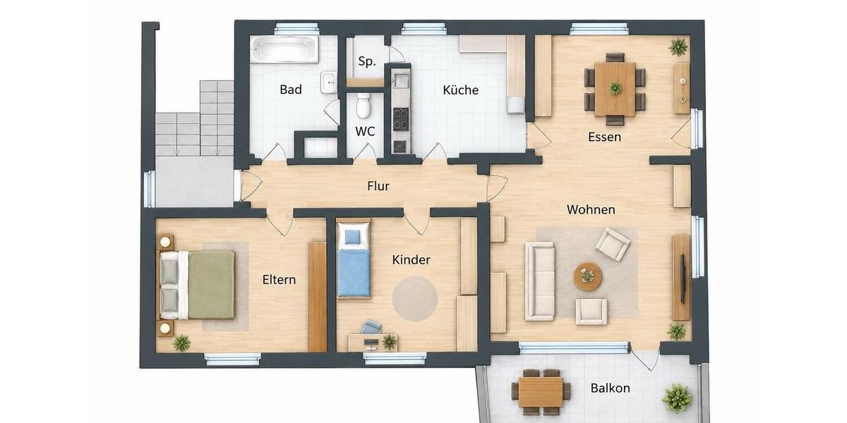Etagenwohnung Schorndorf - 3.5 Zimmer, 75 m&sup2;, 1.075&euro; | Angebot:27545299