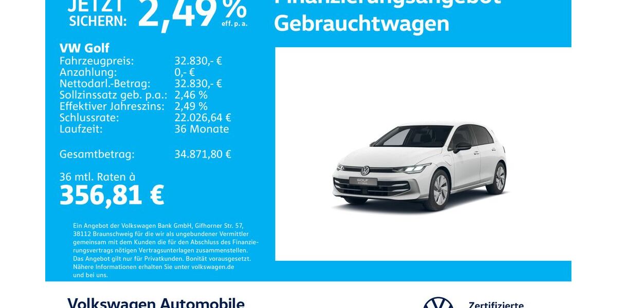 VW Golf 9.466 km 32.830 &euro; Stuttgart-Wangen 70188