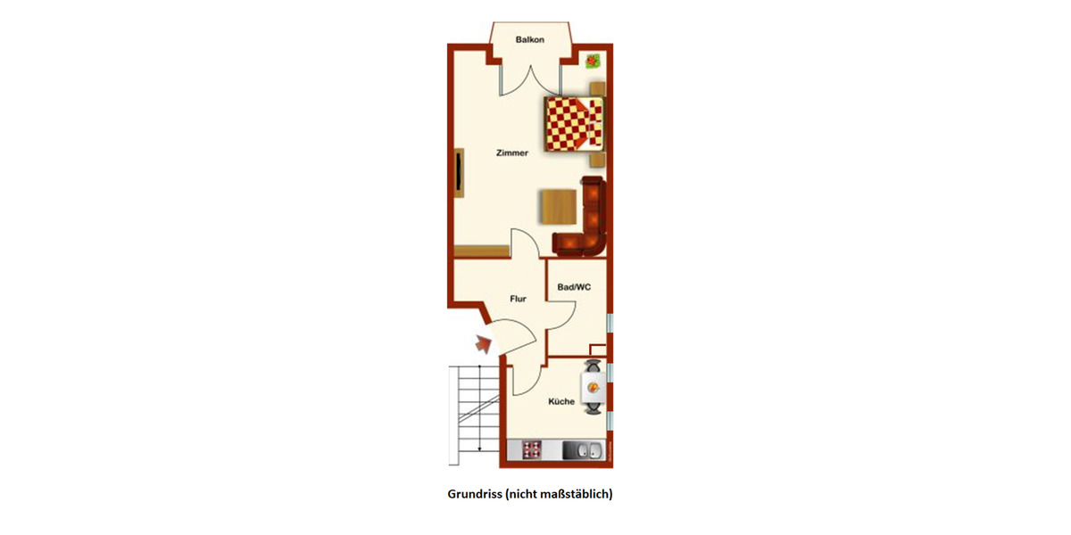 Hochparterre Stuttgart Degerloch - 1.5 Zimmer, 28 m&sup2;, 785&euro; | Angebot:25840408