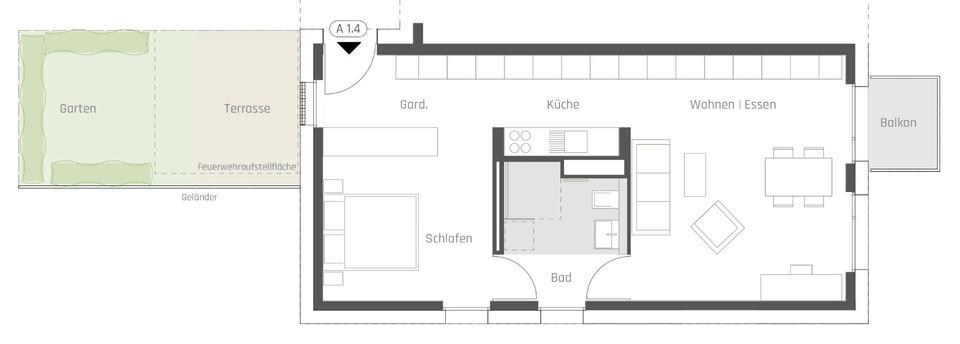 Terrassenwohnung Weissach - 2.5 Zimmer, 59 m&sup2;, 1.056&euro; | Angebot:26496266