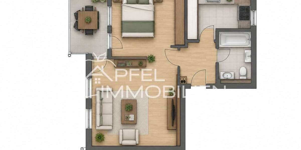 Etagenwohnung Ditzingen - 1.5 Zimmer, 45 m&sup2;, 129.000&euro; | Angebot:27131418