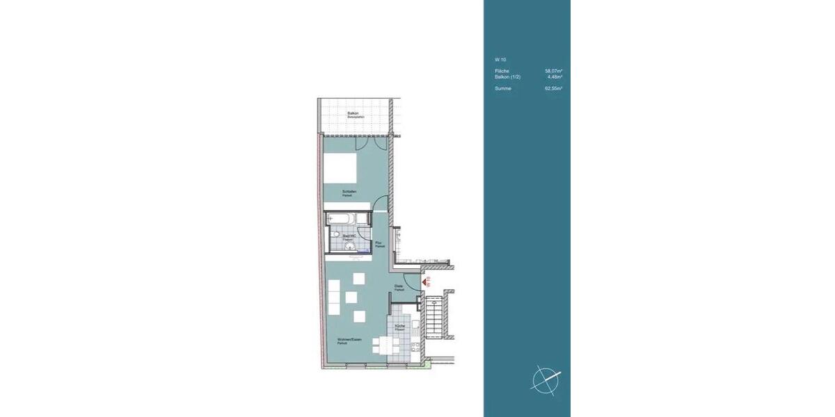 Etagenwohnung Stuttgart Lehen - 2 Zimmer, 62 m&sup2;, 1.288&euro; | Angebot:27584630