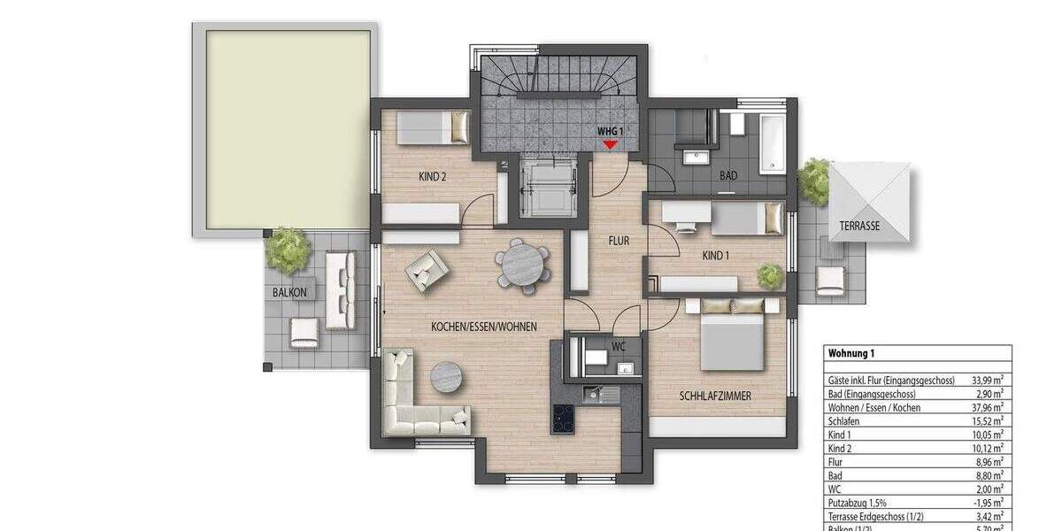 Etagenwohnung Winnenden - 5 Zimmer, 137 m&sup2;, 780.000&euro; | Angebot:25821546