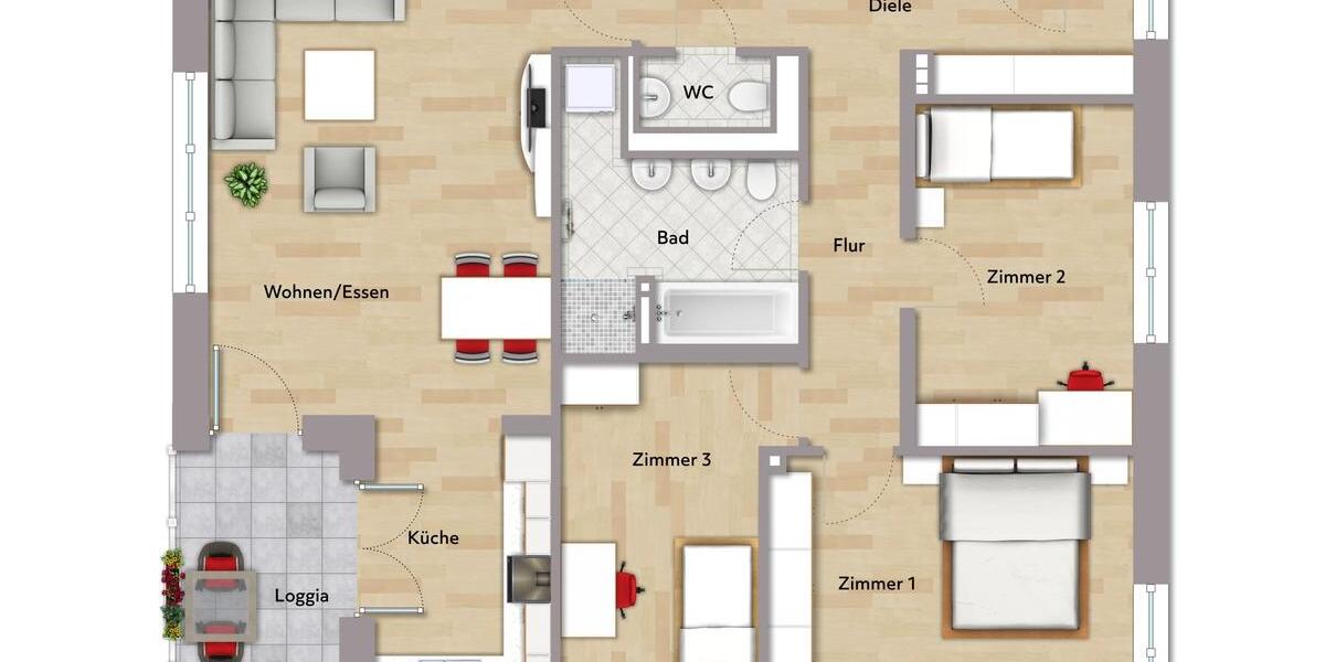 Etagenwohnung Leonberg - 4 Zimmer, 101 m&sup2;, 1.846&euro; | Angebot:23714102
