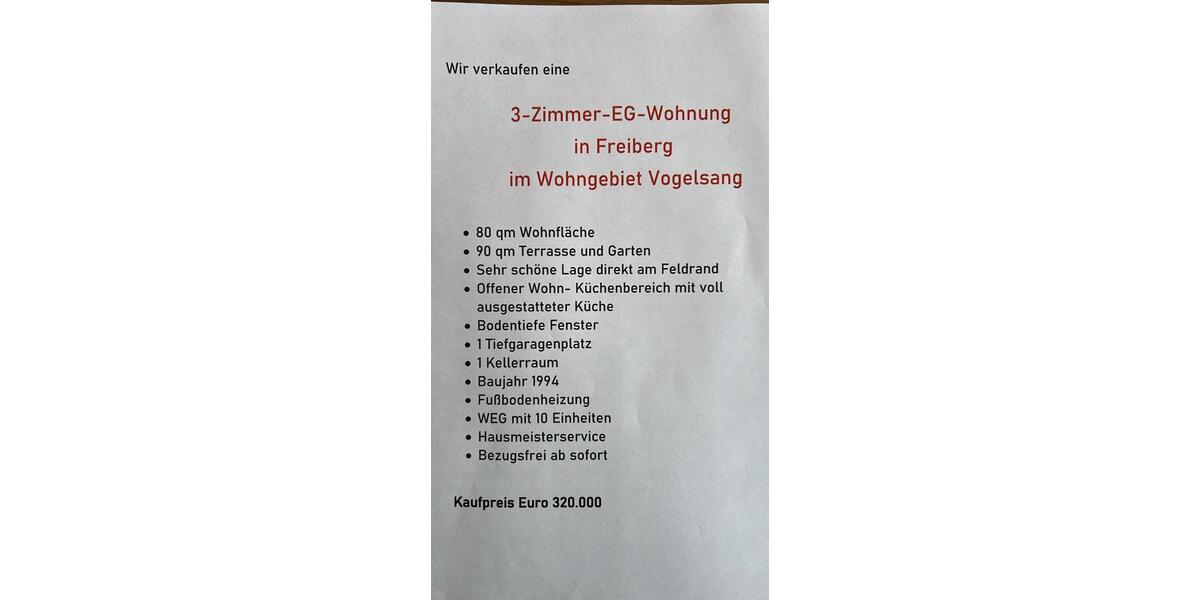 Erdgeschoßwohnung Freiberg am Neckar - 3 Zimmer, 80 m&sup2;, 320.000&euro; | Angebot:25988072