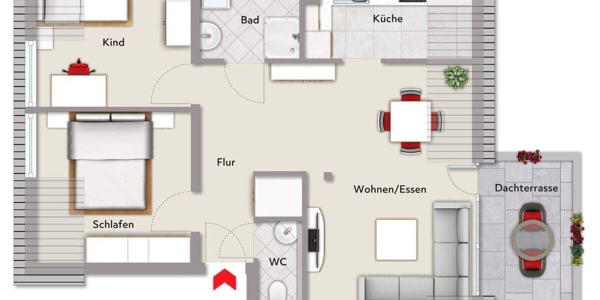 Etagenwohnung Sindelfingen Ost - 3 Zimmer, 65 m&sup2;, 298.000&euro; | Angebot:25704384