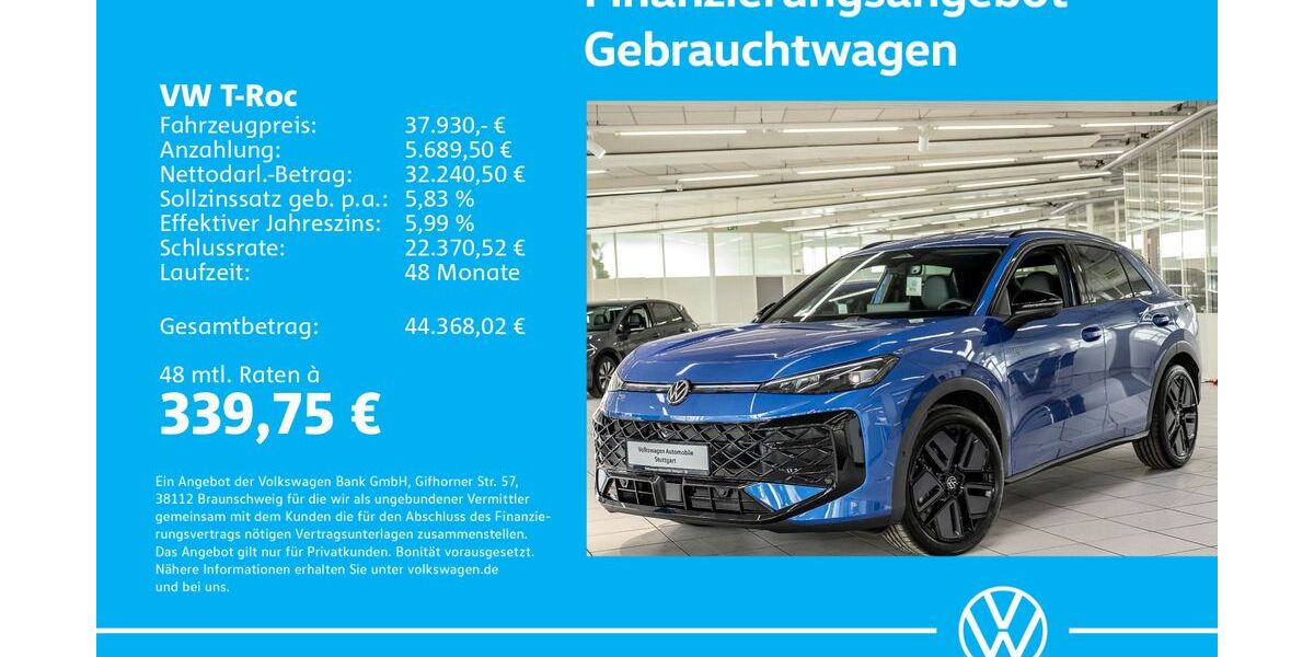 VW T-Roc 1.505 km 37.930 &euro; Stuttgart-Wangen 70188