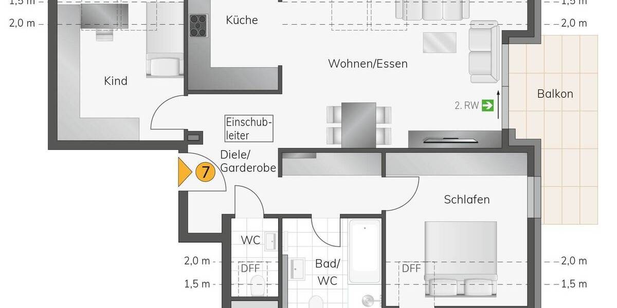 Etagenwohnung Marbach am Neckar Rielingshausen - 3 Zimmer, 85 m&sup2;, 449.900&euro; | Angebot:25743734