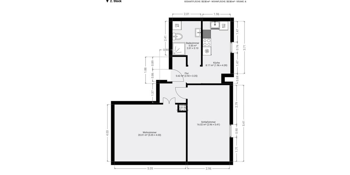 Etagenwohnung Stuttgart Hedelfingen - 2 Zimmer, 55 m&sup2;, 950&euro; | Angebot:25905247