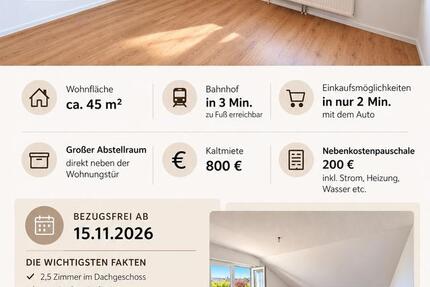 Wohnung Asperg - 2.5 Zimmer, 45 m&sup2;, 800&euro; | Angebot:27570398