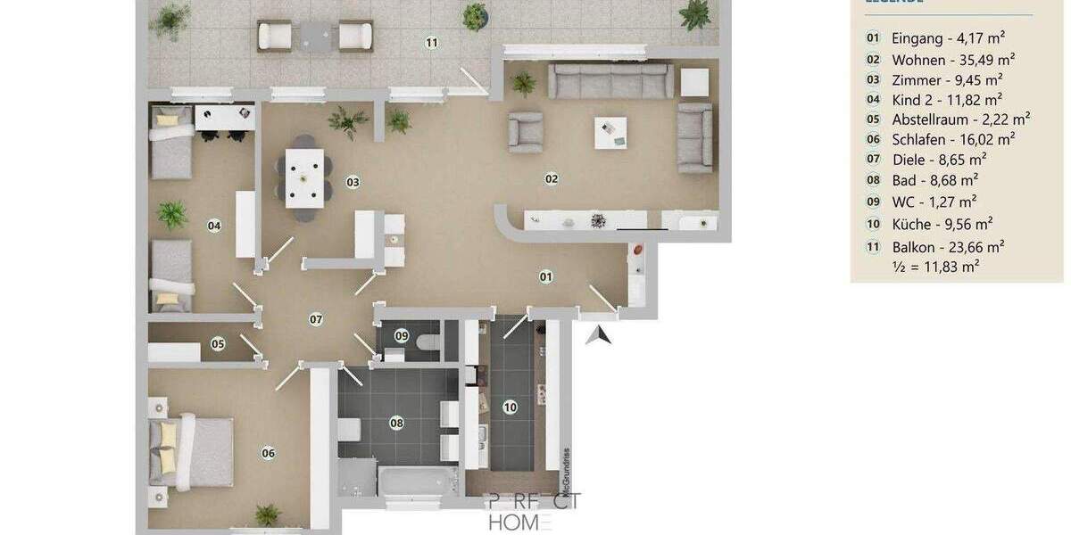 Etagenwohnung Heilbronn Neckargartach - 4 Zimmer, 116 m&sup2;, 365.000&euro; | Angebot:25682444