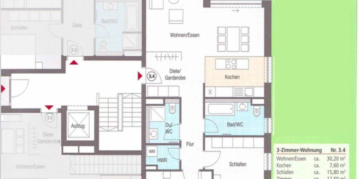 Etagenwohnung Stuttgart Feuerbach - 3 Zimmer, 93 m&sup2;, 1.840&euro; | Angebot:26929515