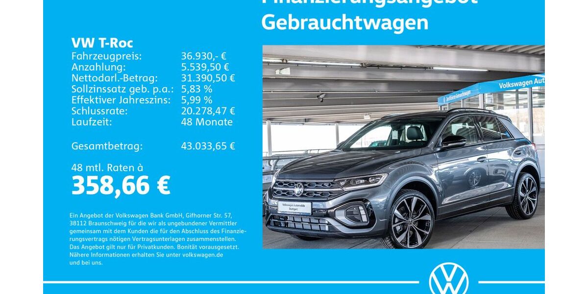 VW T-Roc 1.501 km 36.930 &euro; Stuttgart-Wangen 70188