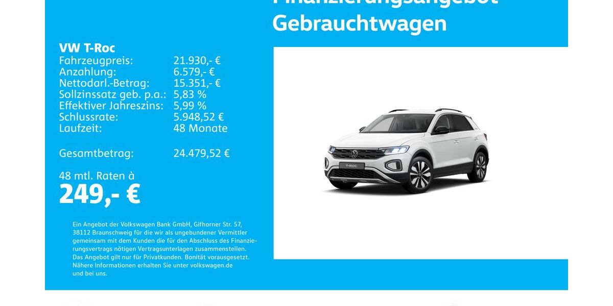 VW T-Roc 22.597 km 21.730 &euro; Stuttgart-Wangen 70188