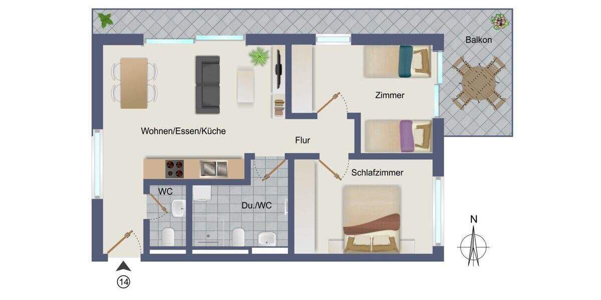 Etagenwohnung Asperg - 3 Zimmer, 63 m&sup2;, 426.900&euro; | Angebot:25692111