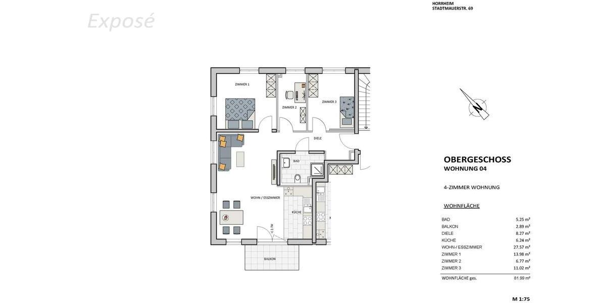 Etagenwohnung Vaihingen an der Enz - 4 Zimmer, 82 m&sup2;, 1.110&euro; | Angebot:25051722
