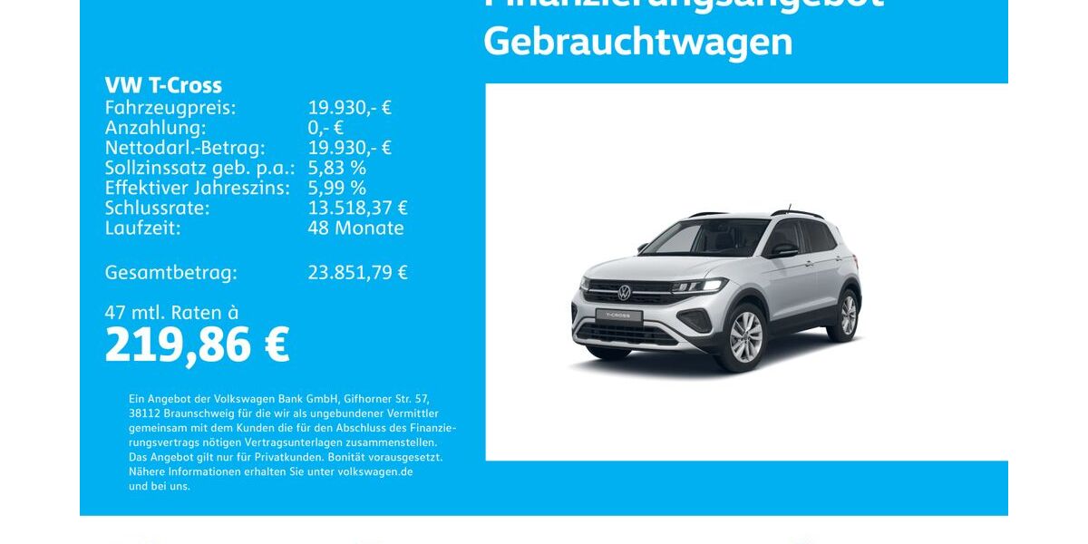 VW T-Cross 20.471 km 19.630 &euro; Stuttgart-Wangen 70188