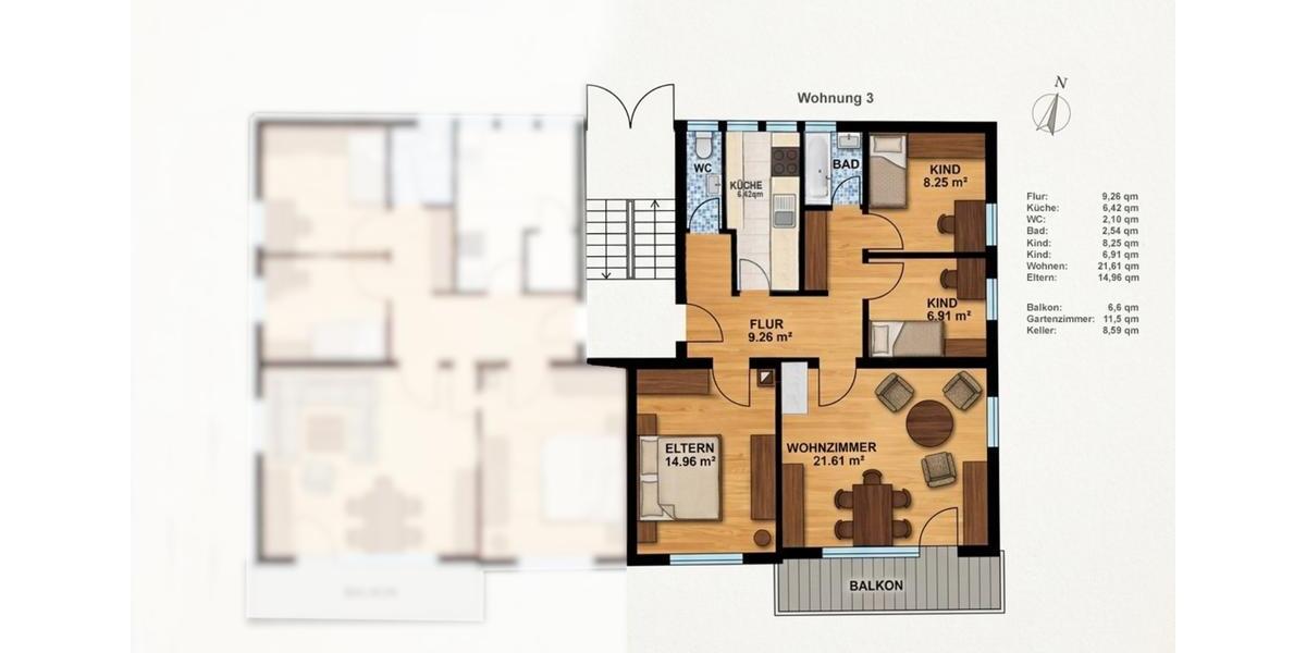 Etagenwohnung Korntal-Münchingen Münchingen - 4 Zimmer, 81 m&sup2;, 290.000&euro; | Angebot:25991037