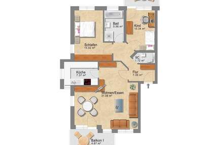 Wohnung Ludwigsburg Grünbühl-Sonnenberg - 3 Zimmer, 85 m&sup2;, 359.000&euro; | Angebot:26790741