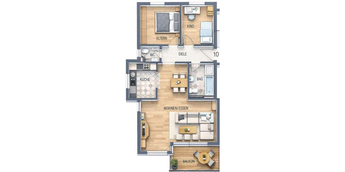 Etagenwohnung Remseck Hochberg - 3 Zimmer, 82 m&sup2;, 349.000&euro; | Angebot:25821514