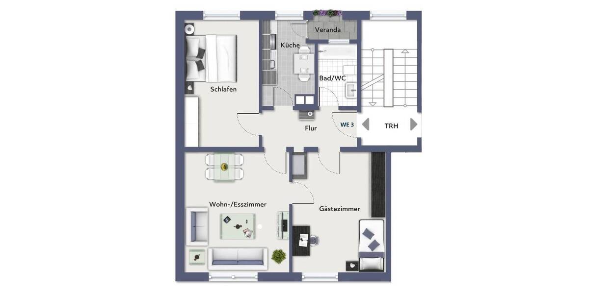 Etagenwohnung Stuttgart Ost - 3 Zimmer, 73 m&sup2;, 305.000&euro; | Angebot:26014152