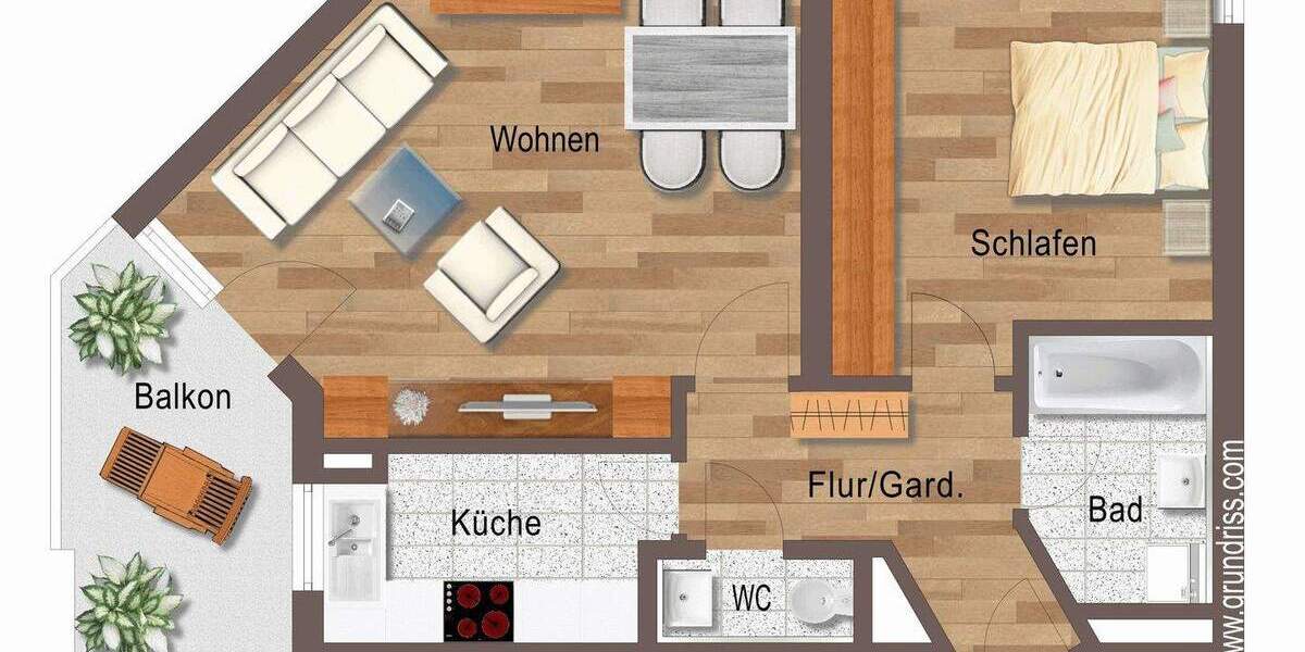 Etagenwohnung Tamm - 2 Zimmer, 58 m&sup2;, 239.000&euro; | Angebot:25733104