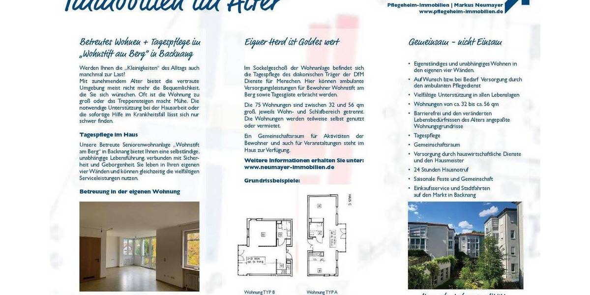 Etagenwohnung Backnang Obere Vorstadt - 2 Zimmer, 42 m&sup2;, 148.000&euro; | Angebot:25815278