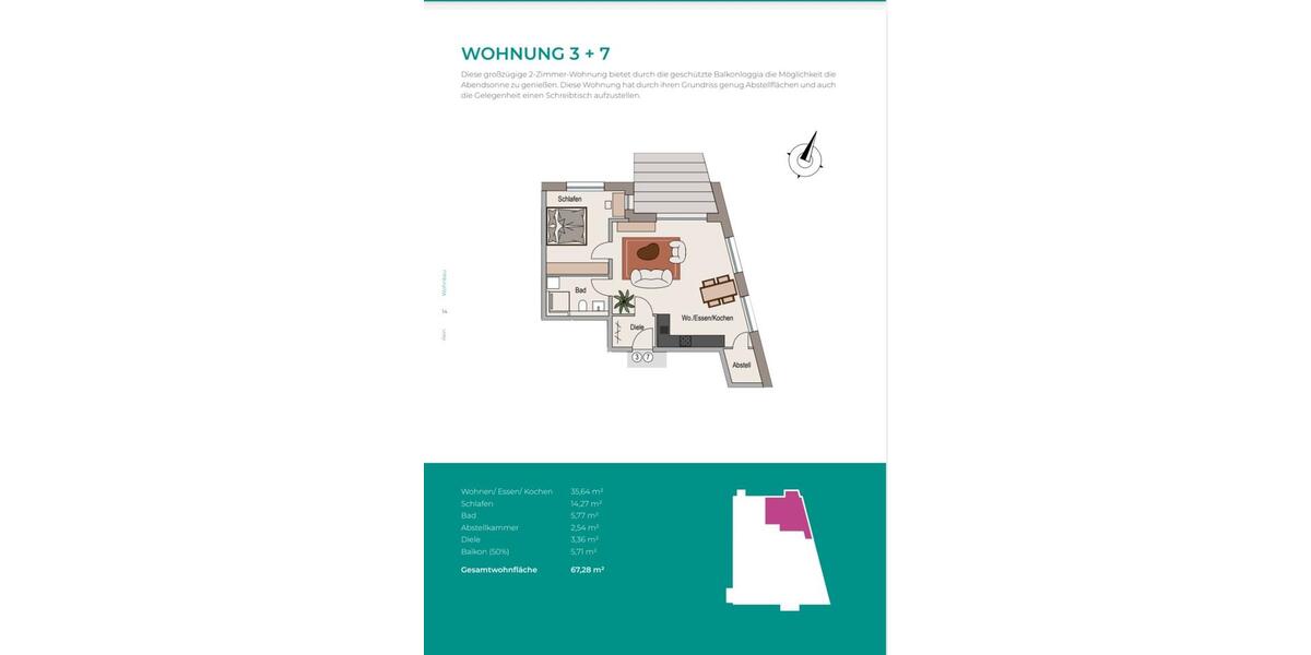 Etagenwohnung Neckarwestheim - 2 Zimmer, 67 m&sup2;, 976&euro; | Angebot:25304112