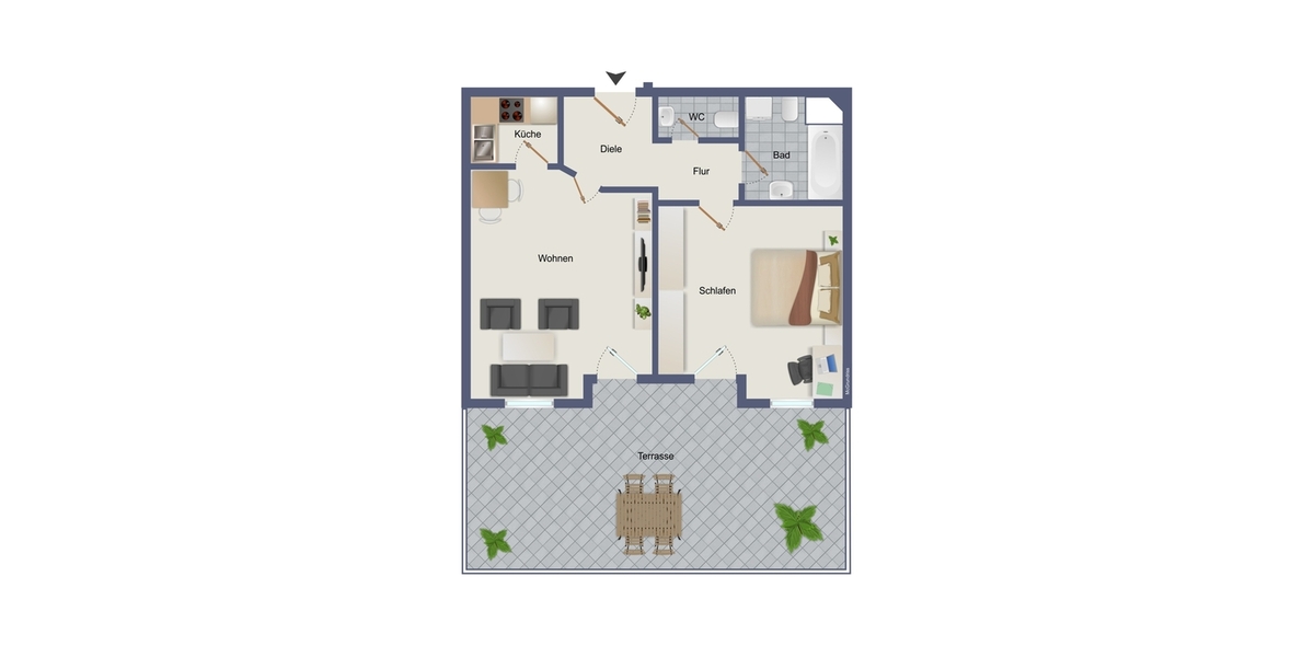 Wohnen mit Freiraum: 2-Zimmer-Wohnung mit großzügiger Südwest-Terrasse - Nähe Porsche - Erdgeschoßwohnung Stuttgart Neuwirtshaus | Angebot:27505703