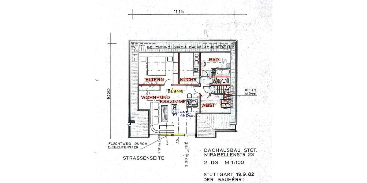 Dachgeschoßwohnung Stuttgart Hedelfingen - 2 Zimmer, 60 m&sup2;, 990&euro; | Angebot:26462757